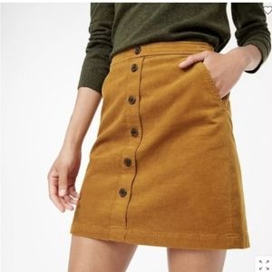 NEW J. Crew Golden Brandy Corduroy A Line Button Front Mini Skirt